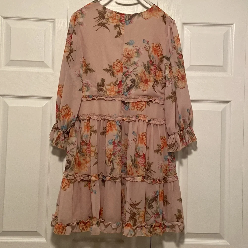 Blue B- Romantic tiered floral dress in soft pink - Picture 6 of 7